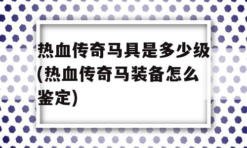 热血传奇马具是多少级(热血传奇马装备怎么鉴定)