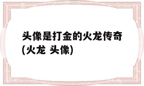 头像是打金的火龙传奇(火龙 头像)